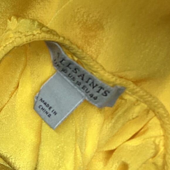 Allsaints Cerellia Yellow halter Neck SatinMidi Dress size 12 - Picture 12 of 14